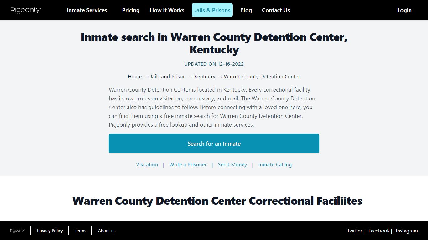 Inmate search in Warren County Detention Center, Kentucky